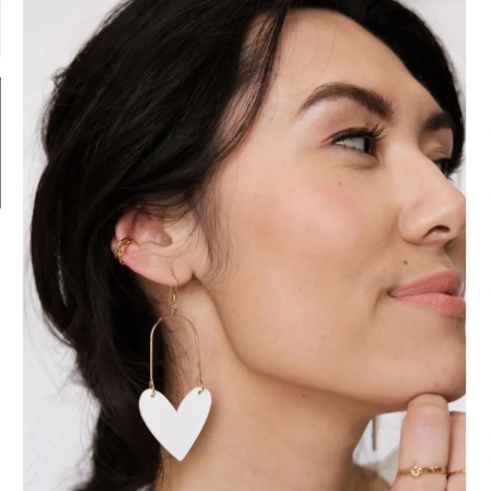 Nickel and Suede White Sweethearts Leather Earrings